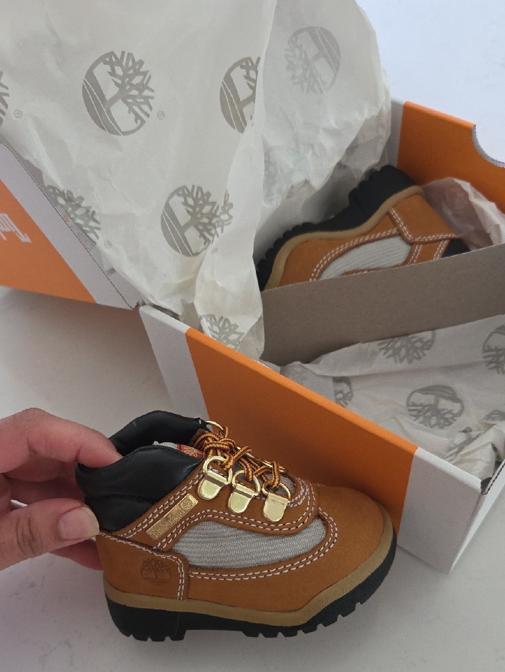Timberland Toddler Tan and Black Leather Hiking Boot